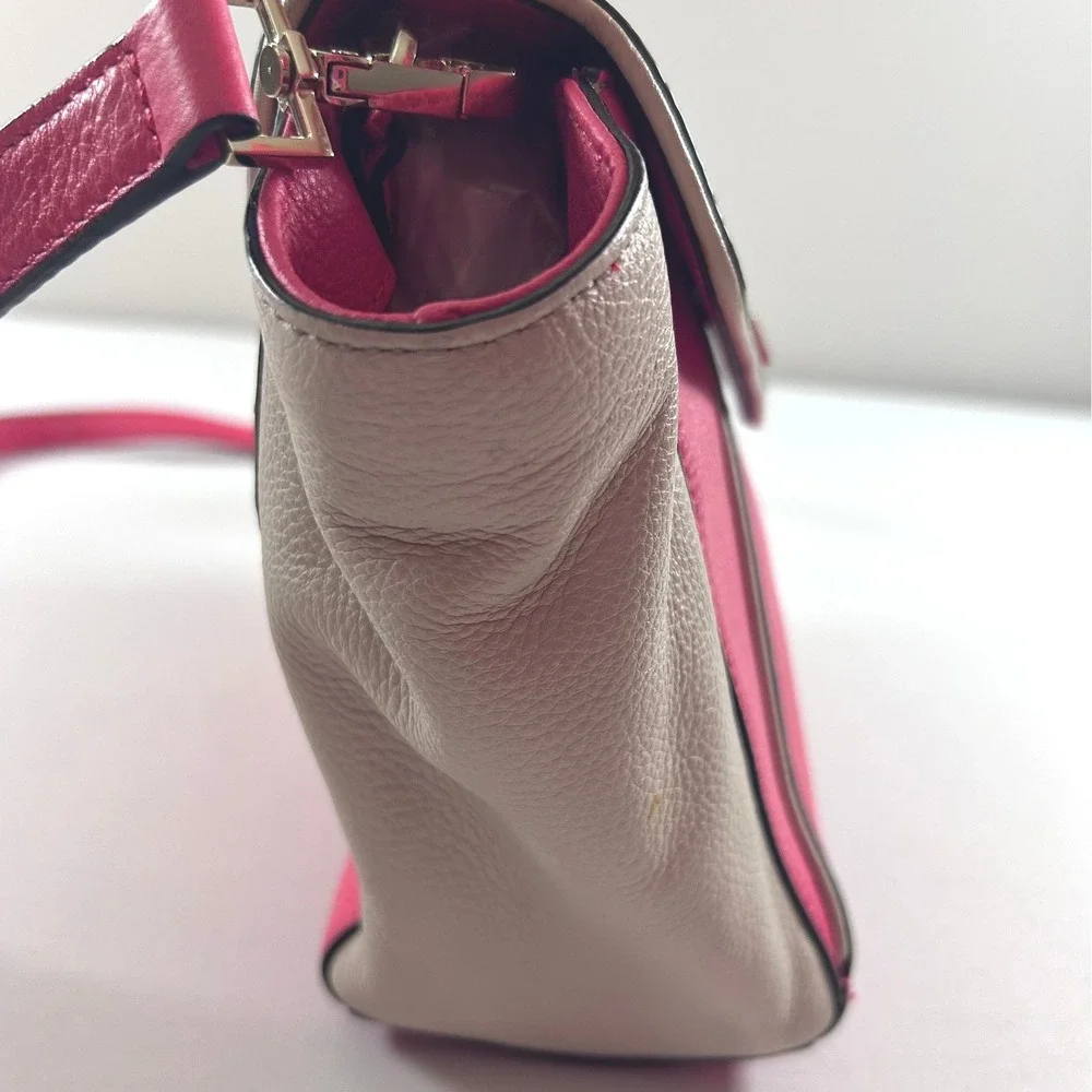 Kate Spade Wesley Place Small Laurel Satchel Colorblock Pink Cream Leather Bag